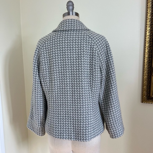 Anne Klein | Houndstooth Jacket three-quarter sleeves, buttonless front, Sz 12 - Picture 11 of 13